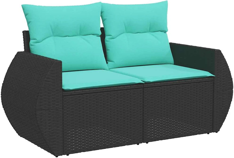 Lauko baldų komplektas 6 dalių sodo sofų komplektas su pagalvėlėmis, juodas, poliratanas