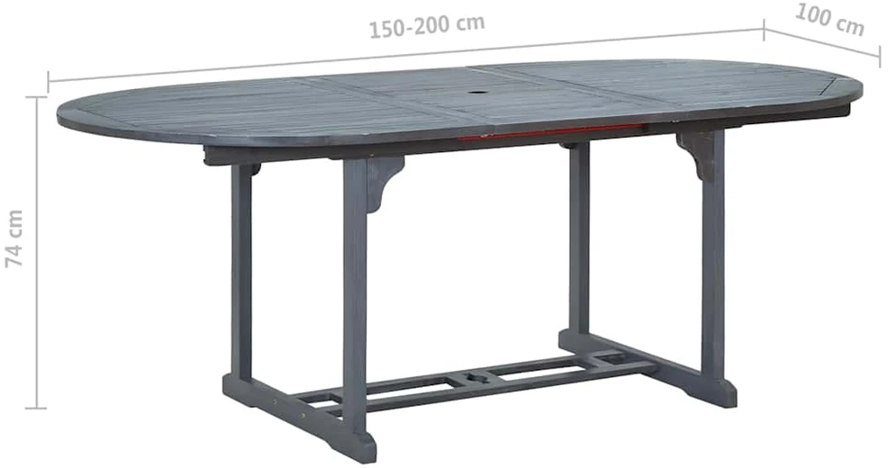 Lauko baldų komplektas, 7 dalių, pilkas, akacijos masyvas
