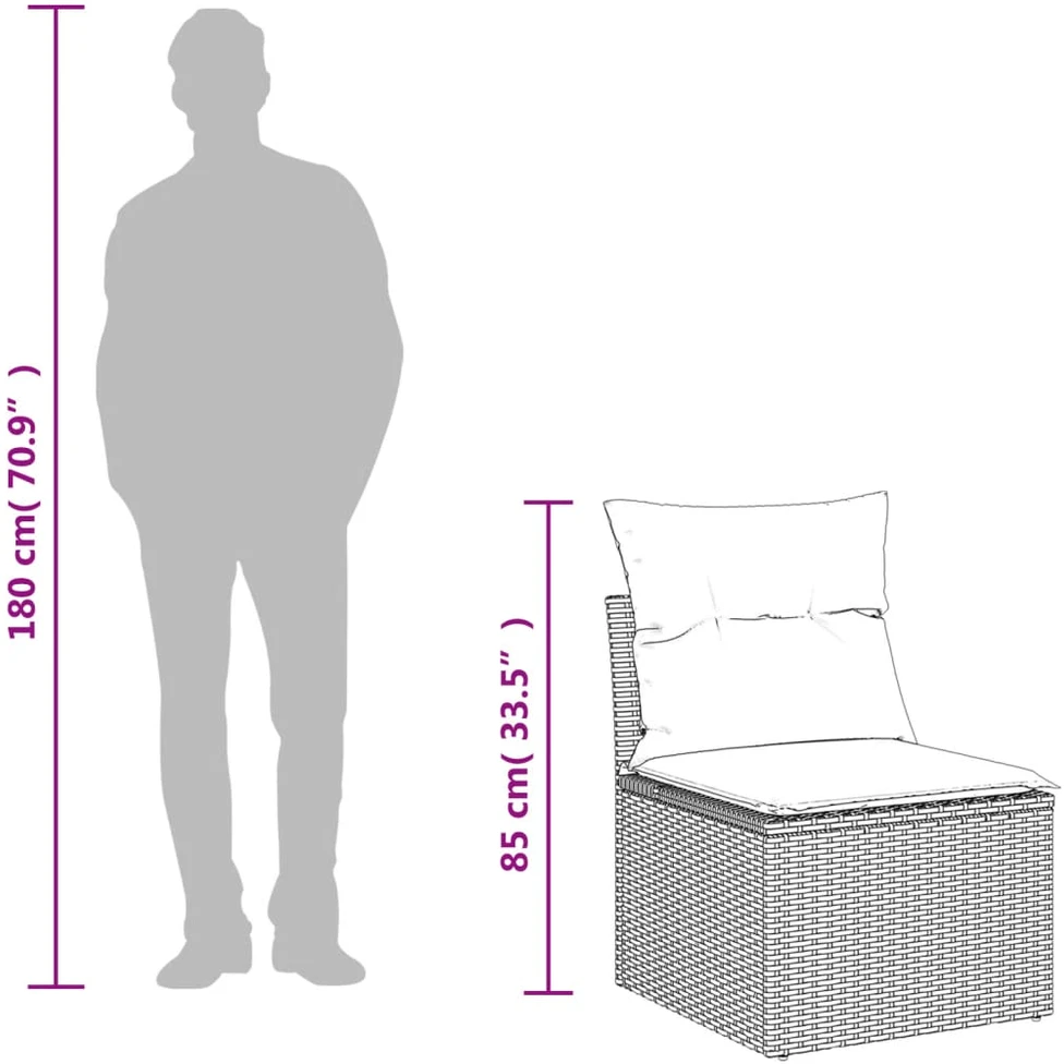 Lauko baldų komplektas 7 dalių sodo sofų komplektas su pagalvėlėmis, juodas, poliratanas
