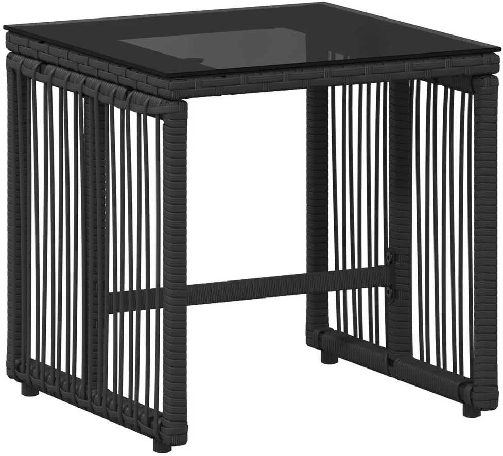 Lauko baldų komplektas 7 vnt. Juoda ir kreminė balta