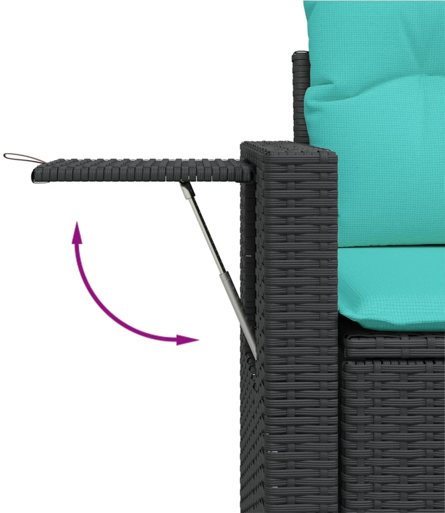 Lauko baldų komplektas 8 dalių sodo sofų komplektas su pagalvėlėmis, juodas, poliratanas