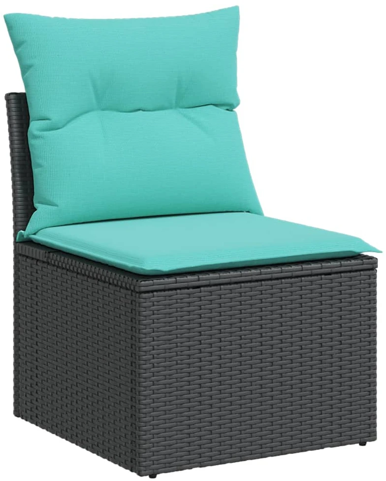 Lauko baldų komplektas 8 dalių sodo sofų komplektas su pagalvėlėmis, juodas, poliratanas