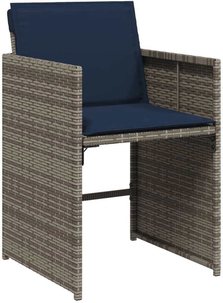 Lauko baldų komplektas 9 dalių sodo valgomojo baldų komplektas su pagalvėlėmis, pilkas, poliratanas