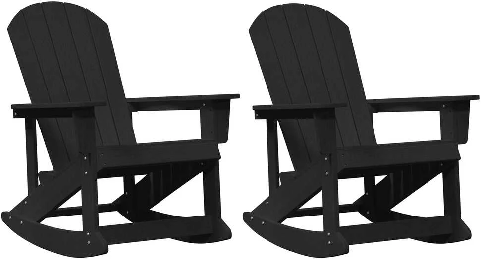 Adirondack sūpynės kėdės 2 vnt. Juoda HDPE