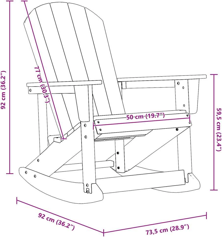 Adirondack sūpynės kėdės 2 vnt. Balta HDPE