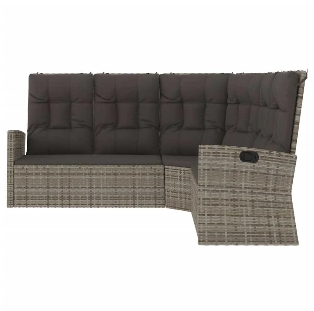 Lauko baldų komplektas Atlošiama kampinė sofa su pagalvėlėmis, pilka, poliratanas