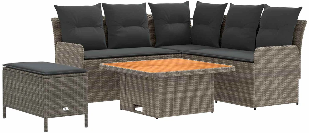 Lauko baldų komplektas Baldų komplektai 5 vnt. Pilka ir tamsiai pilka 90 x 90 x 68 cm