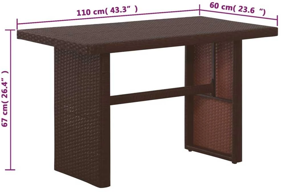 Lauko baldų komplektas Bistro baldų komplektas su pag., 3d., rudas, ratanas
