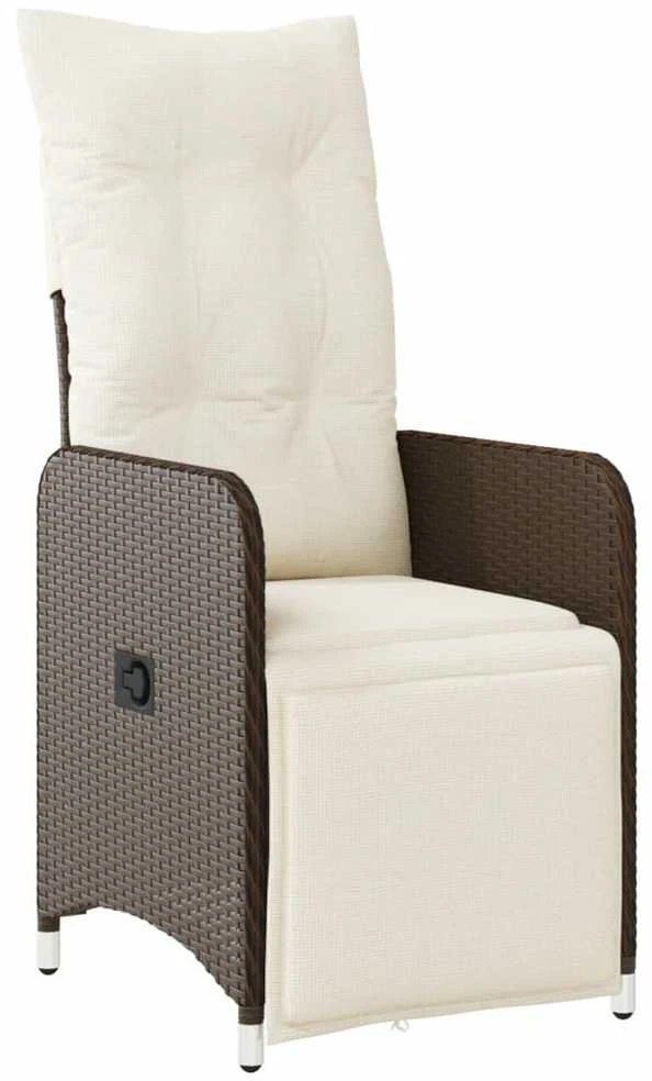 Bistro komplektas su pagalvėlėmis, 7 dalių, rudas, poliratanas