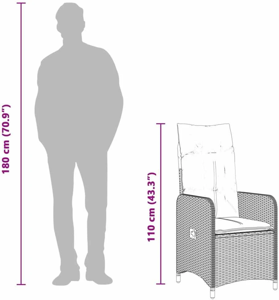 Bistro komplektas su pagalvėlėmis, 11 dalių, rudas, poliratanas