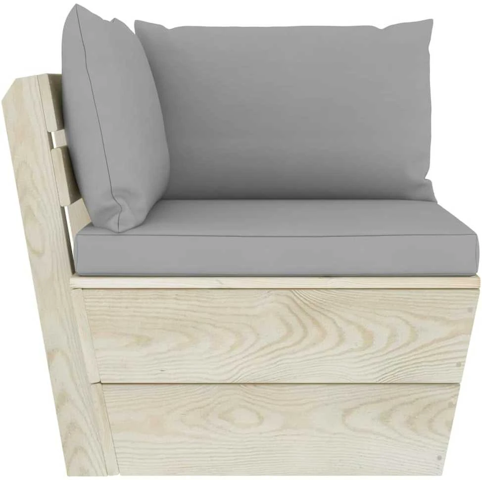 Lauko baldų komplektas Dvivietė sodo sofa iš palečių su pagalvėlėmis, eglės mediena