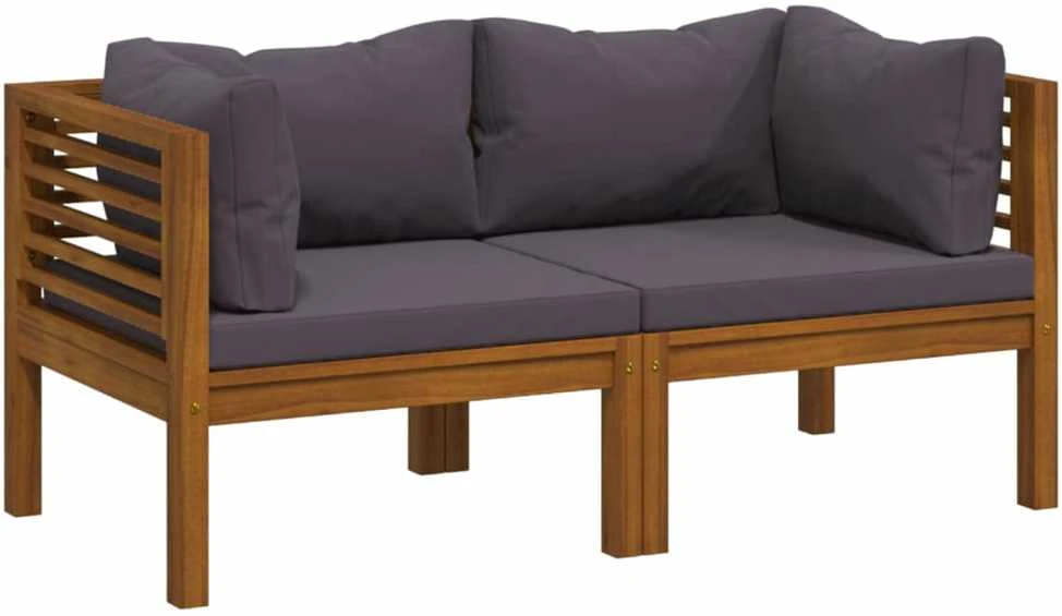 Dvivietė sodo sofa su pagalvėlėmis, akacijos medienos masyvas