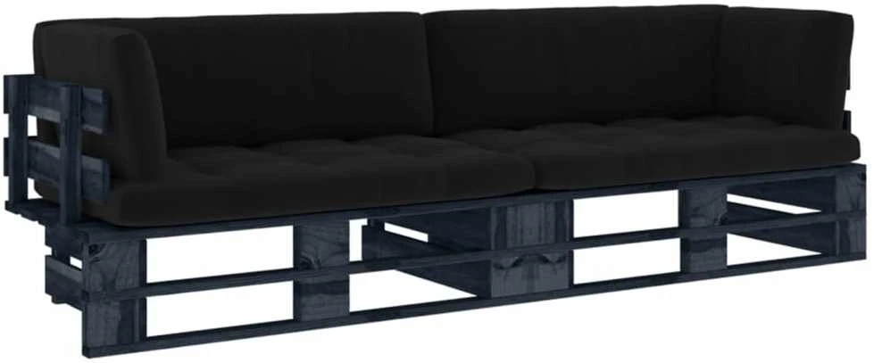 Lauko baldų komplektas Dvivietė sofa iš palečių su pagalvėlėmis, impregnuota pušis