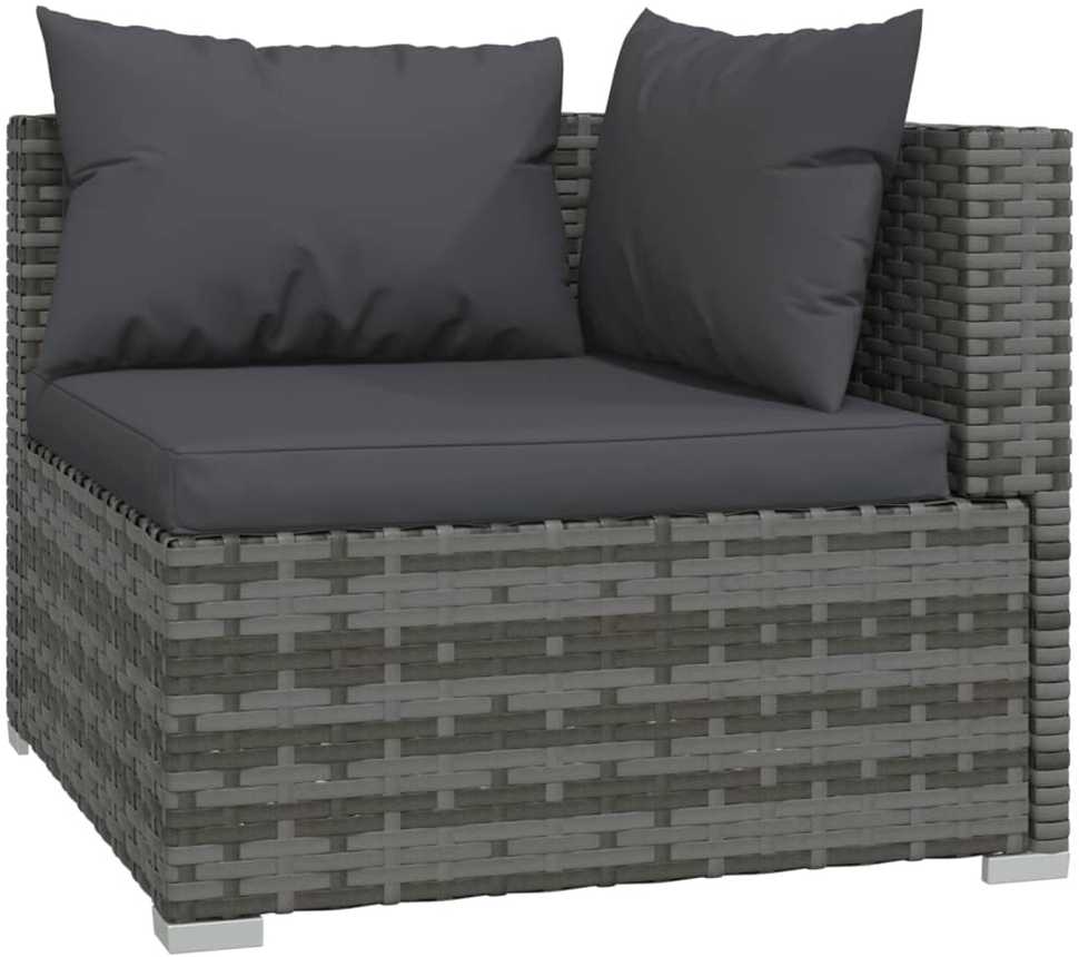 Dvivietė sofa su pagalvėlėmis, pilkos spalvos, poliratanas