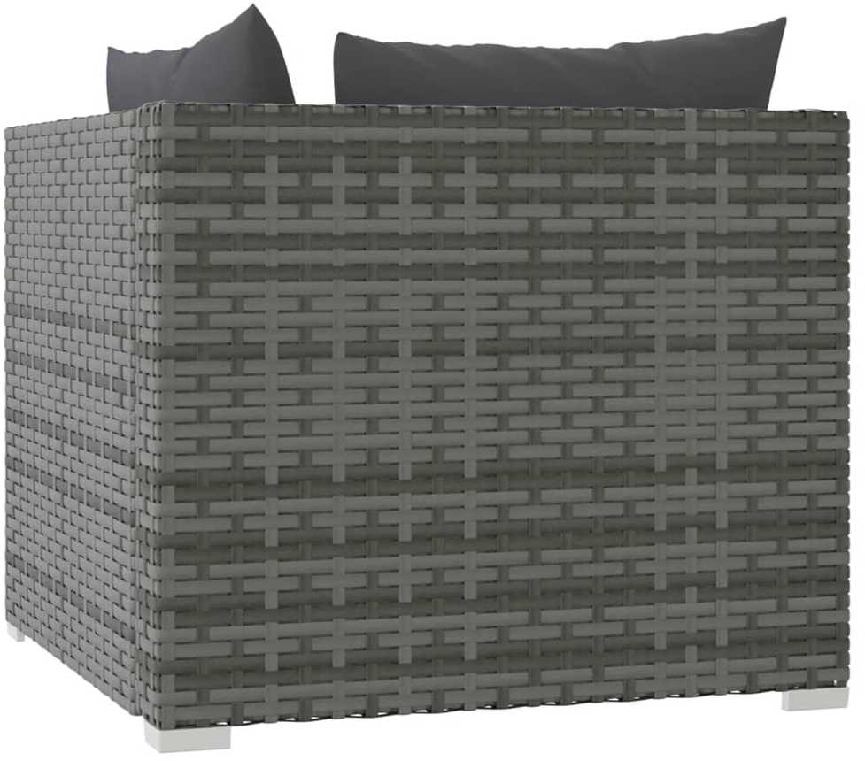 Lauko baldų komplektas Dvivietė sofa su pagalvėlėmis, pilkos spalvos, poliratanas