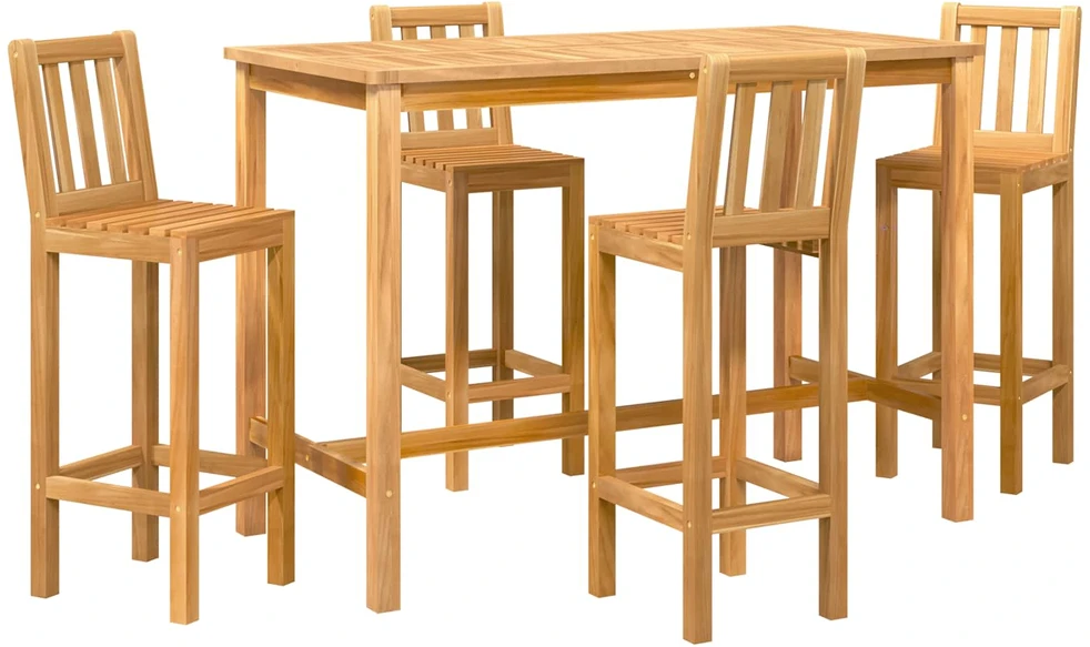 Lauko baro rinkinys 5 vnt. Natūrali Kieto teka medžio