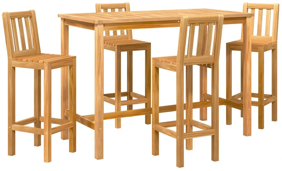 Lauko baro rinkinys 5 vnt. Natūrali Kieto teka medžio