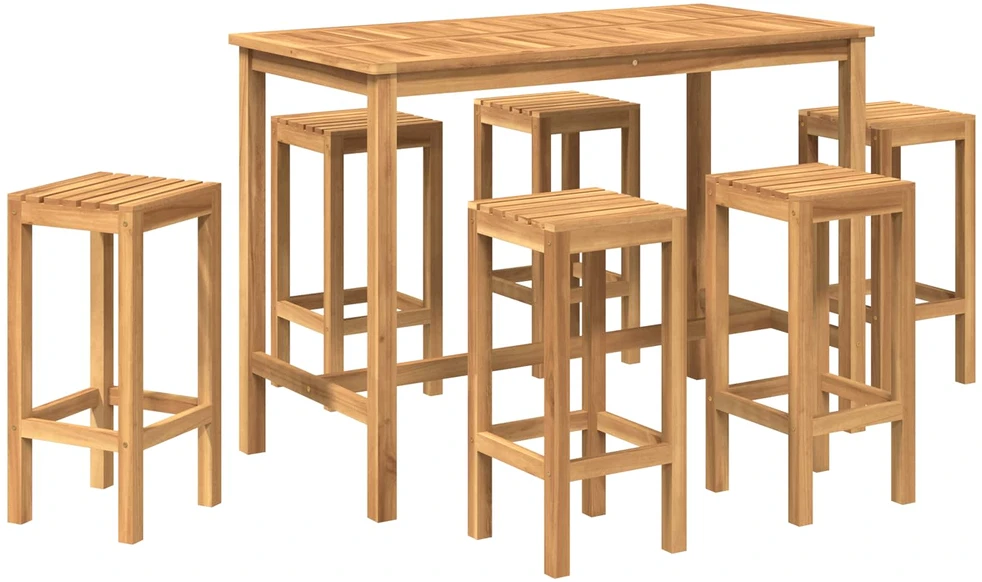 Lauko baro rinkinys 7 vnt. Natūrali Kieto teka medžio