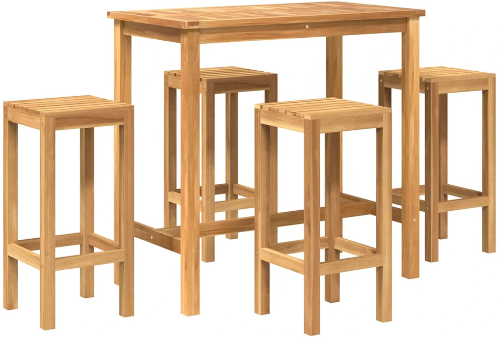 Lauko baldų komplektas Lauko baro rinkinys 5 vnt. Neapdorotas Kieto teka medžio