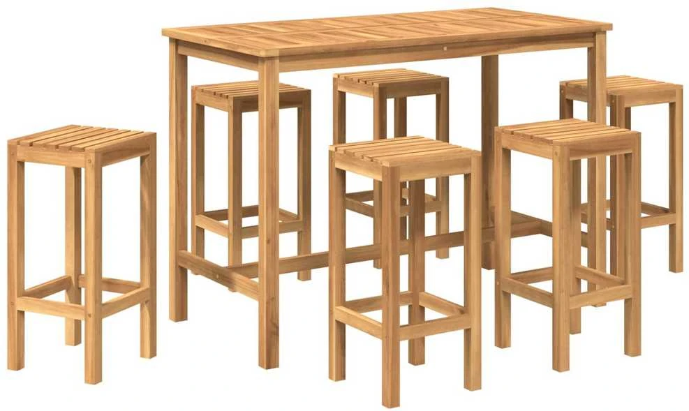 Lauko baro rinkinys 7 vnt. Natūrali Kieto teka medžio