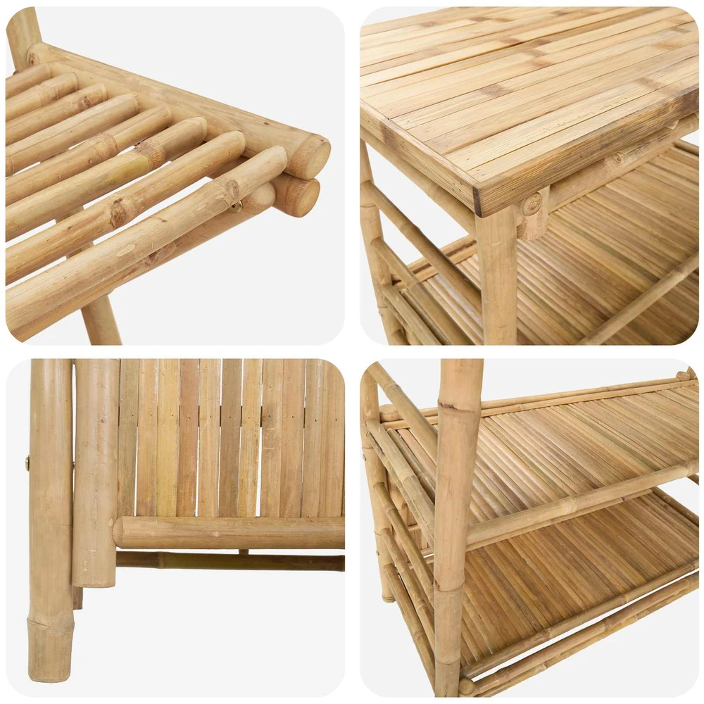 Lauko baro stalas ir kėdės 3 vnt. 2 vietos Natūrali Bambukas