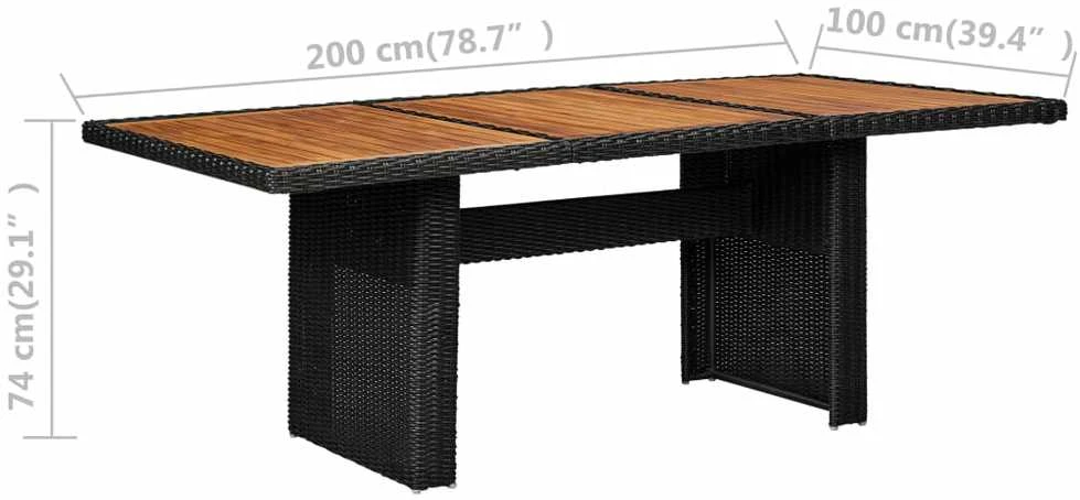 Lauko komplektas su pagalvėlėmis, 9 dalių, juodas, poliratanas