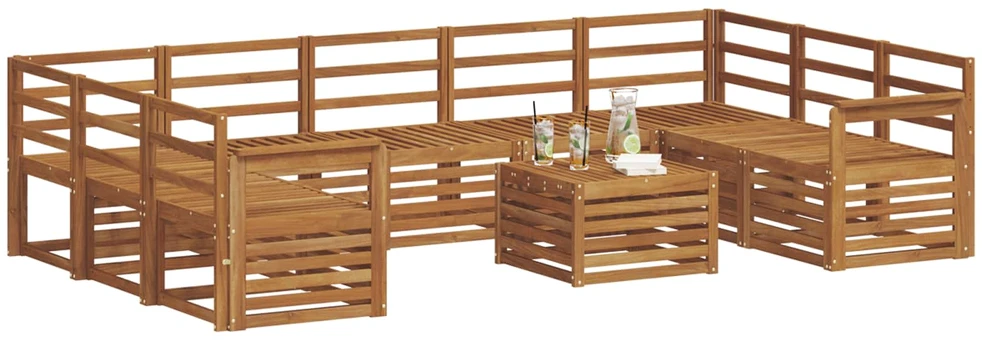 Lauko baldų komplektas Lauko sofos komplektas 10 vnt. Natūrali