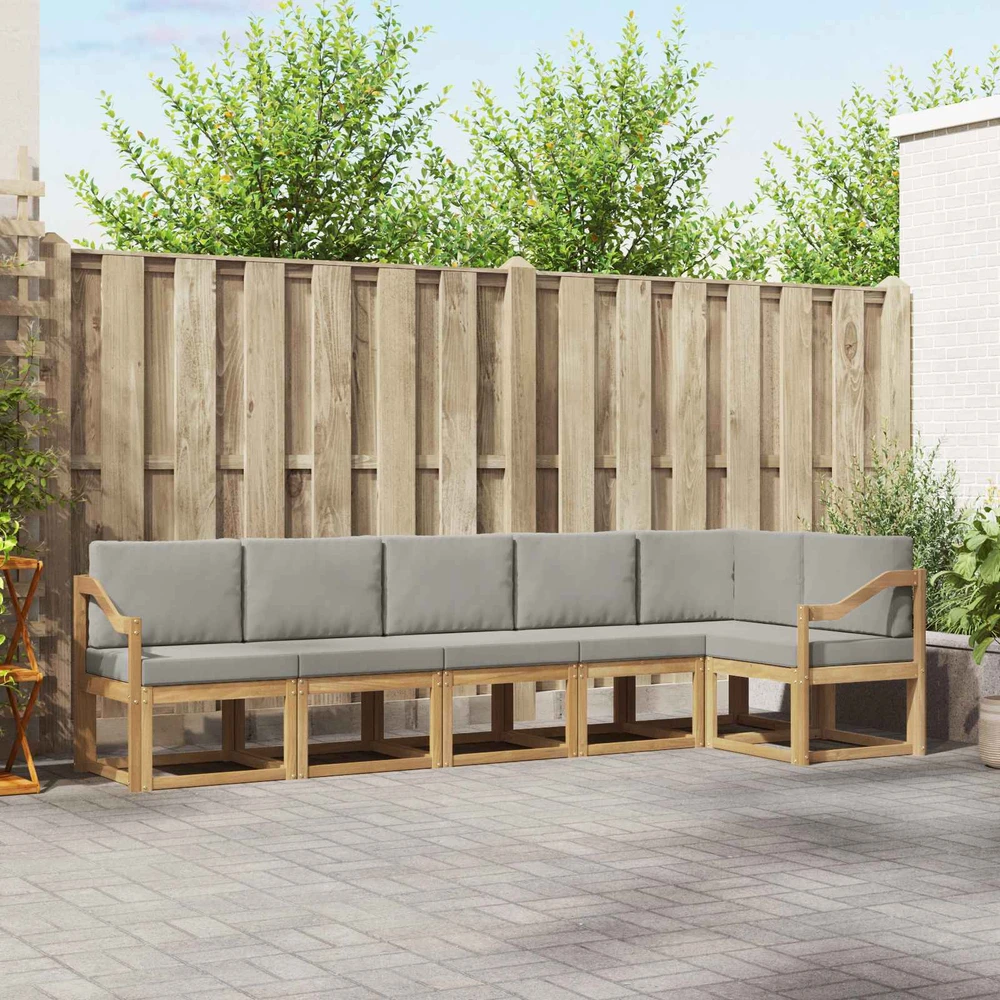 Lauko baldų komplektas Lauko sofos komplektas 6 vnt. Balta ir šviesiai pilka