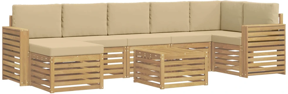 Lauko baldų komplektas Lauko sofos komplektas 8 vnt. 8 vietos Balta ir kreminė