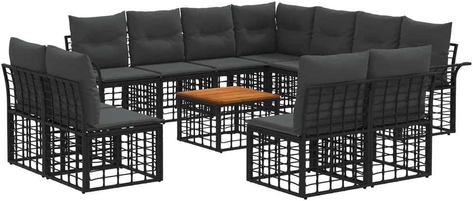 Lauko sofos komplektas 12 vnt. Juoda ir tamsiai pilka