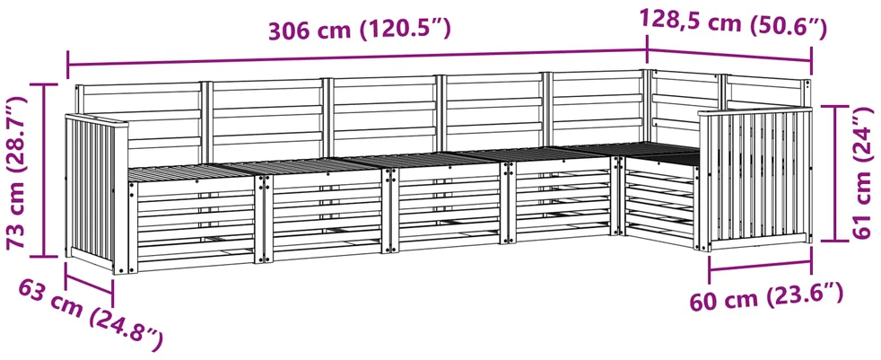 Lauko baldų komplektas Lauko sofos komplektas 6 vnt. 6 vietos Balta