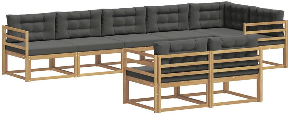 Lauko baldų komplektas Lauko sofos komplektas 6 vnt. 8 vietos Balta ir antracito