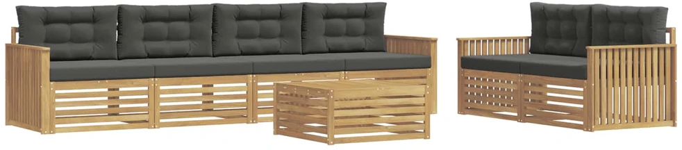 Lauko baldų komplektas Lauko sofos komplektas 7 vnt. 6 vietos Balta ir antracito