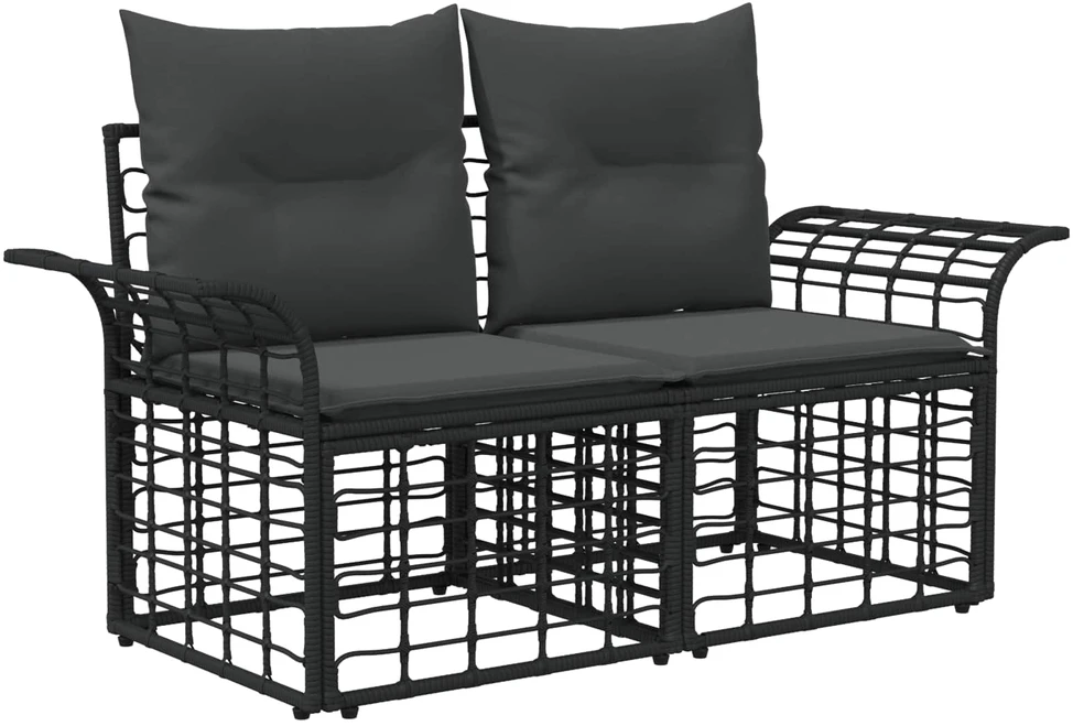 Lauko sofos komplektas 10 vnt. Juoda ir tamsiai pilka