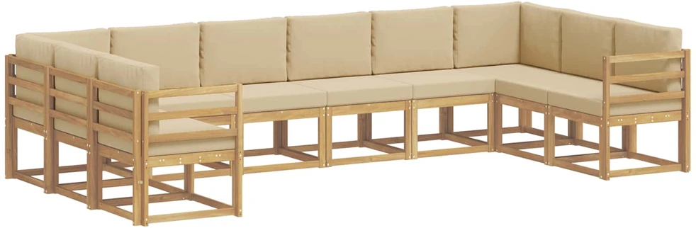Lauko baldų komplektas Lauko sofos komplektas 10 vnt. Balta ir kreminė