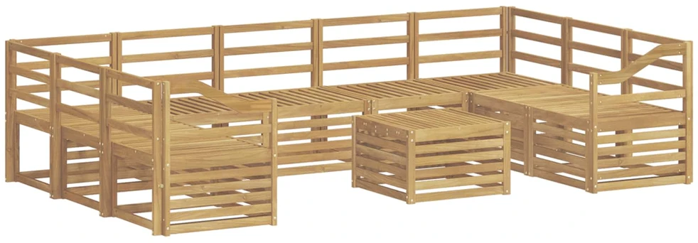 Lauko baldų komplektas Lauko sofos komplektas 10 vnt. Balta Kietos akacijos mediena