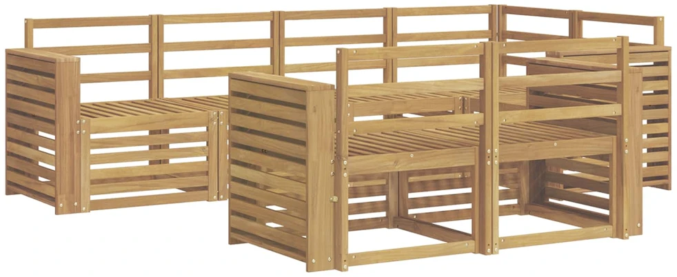 Lauko baldų komplektas Lauko sofos komplektas 7 vnt. Balta Kietos akacijos mediena