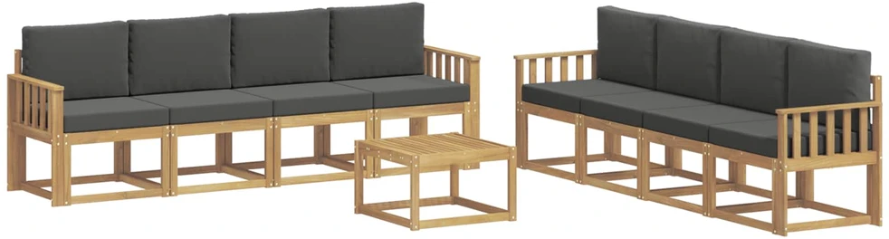 Lauko baldų komplektas Lauko sofos komplektas 9 vnt. Balta ir antracito