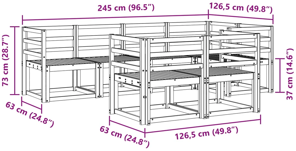 Lauko baldų komplektas Lauko sofos komplektas 7 vnt. 7 vietos Baltas Solid Acacia Wood