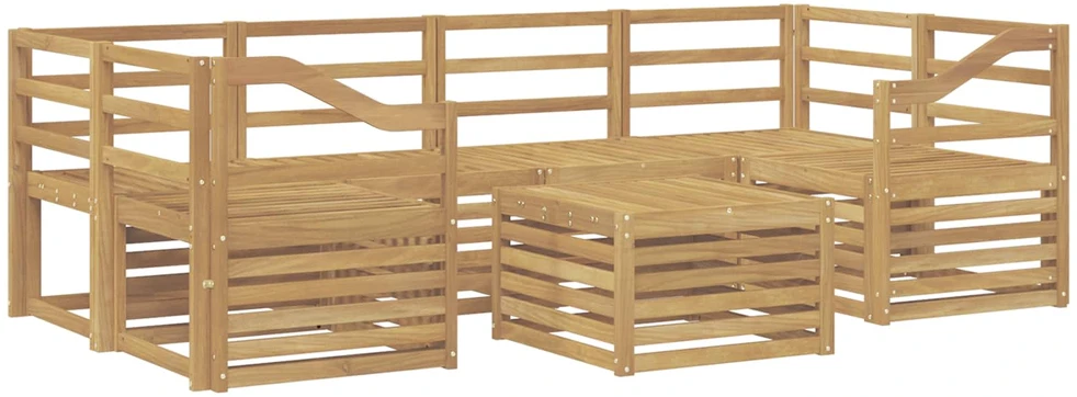 Lauko baldų komplektas Lauko sofos komplektas 7 vnt. Balta Kietos akacijos mediena