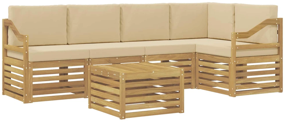 Lauko baldų komplektas Lauko sofos komplektas 6 vnt. 5 vietos Balta ir kreminė