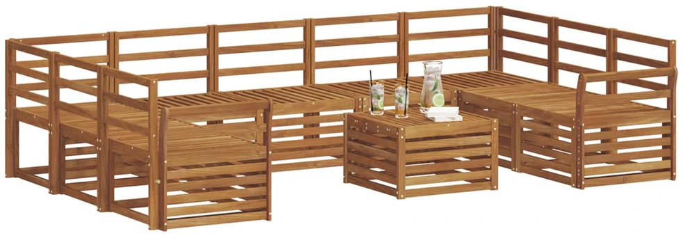 Lauko baldų komplektas Lauko sofos komplektas 10 vnt. Natūrali
