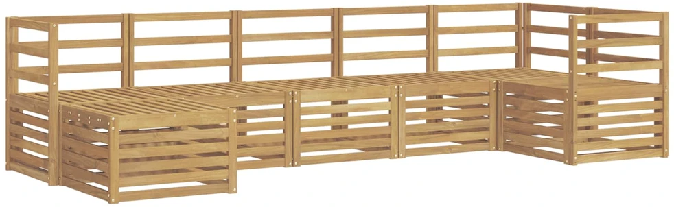 Lauko baldų komplektas Lauko sofos komplektas 7 vnt. 6 vietos Balta Solid Acacia Wood