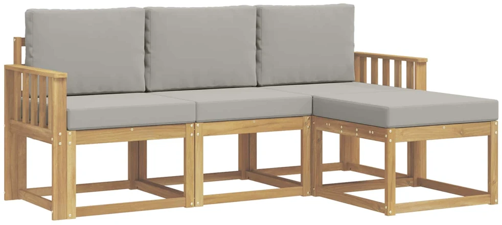 Lauko baldų komplektas Lauko sofos komplektas 4 vnt. Balta ir šviesiai pilka