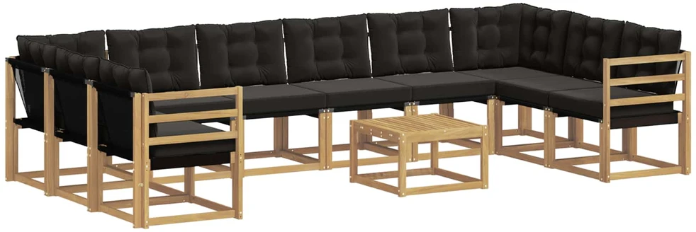 Lauko baldų komplektas Lauko sofos komplektas 11 vnt. Balta ir juoda