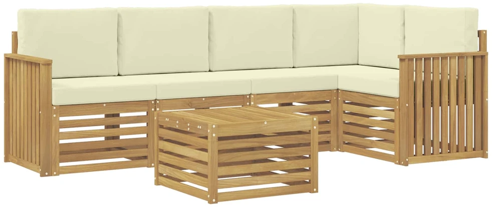 Lauko baldų komplektas Lauko sofos komplektas 6 vnt. 5 vietos Balta ir kreminė