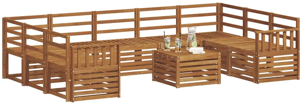 Lauko baldų komplektas Lauko sofos komplektas 10 vnt. Natūrali