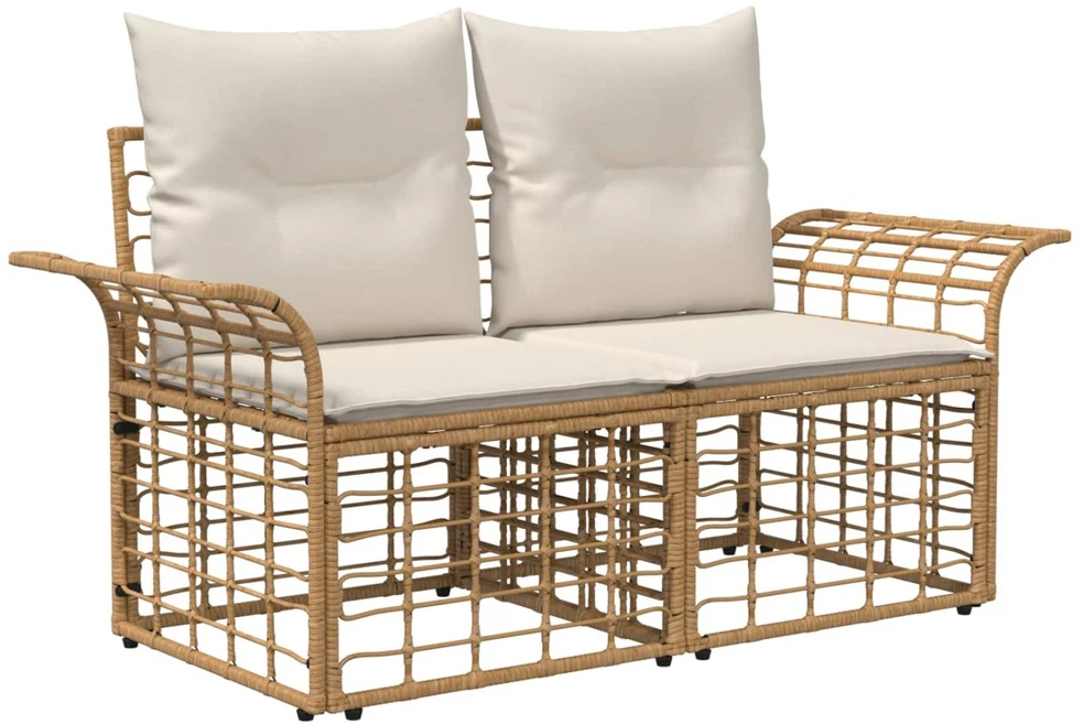 Lauko sofos komplektas 14 vnt. Natūralus ir grietinėlės baltas