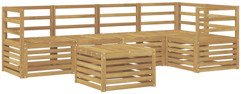 Lauko baldų komplektas Lauko sofos komplektas 6 vnt. Balta Kietos akacijos mediena