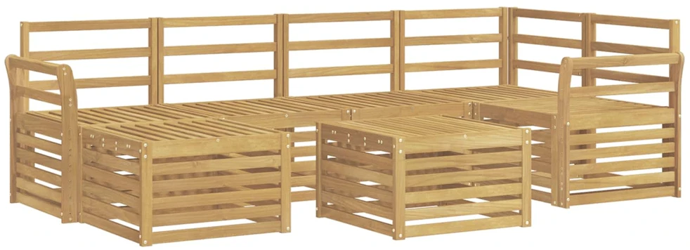 Lauko baldų komplektas Lauko sofos komplektas 7 vnt. Balta Poliesteris